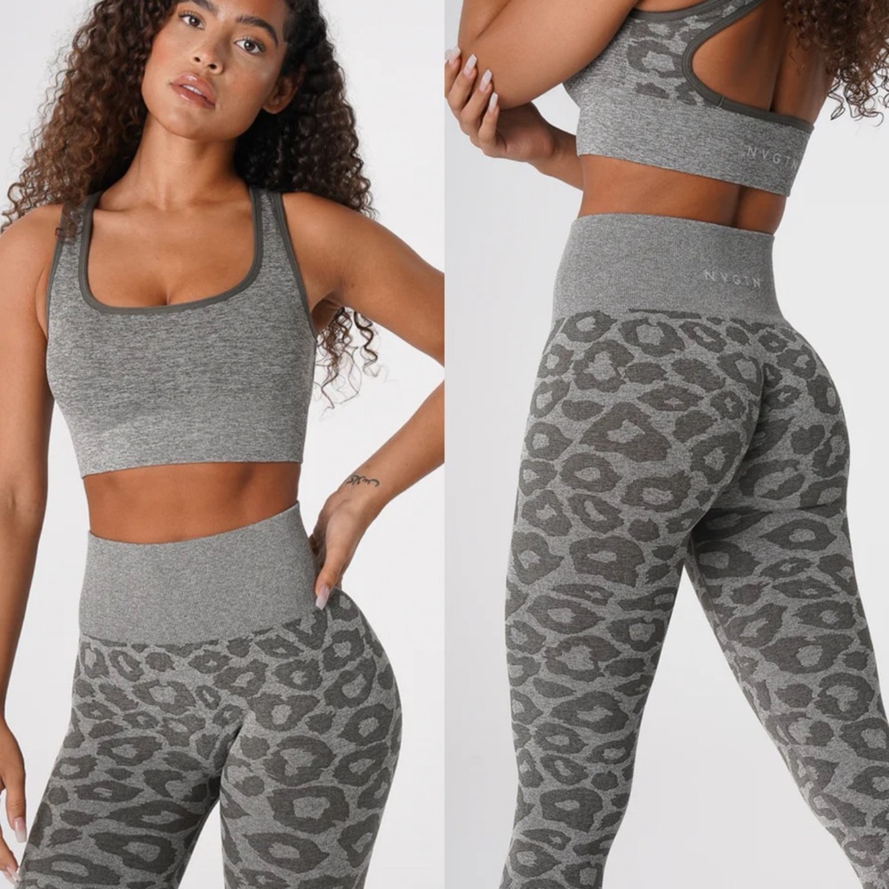 NVGTN Seamless Leopard Set•Outfit Leggings/Sports Bra Small NEW NWT
